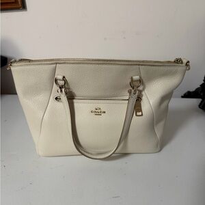 Coach White Leather Tote Bag